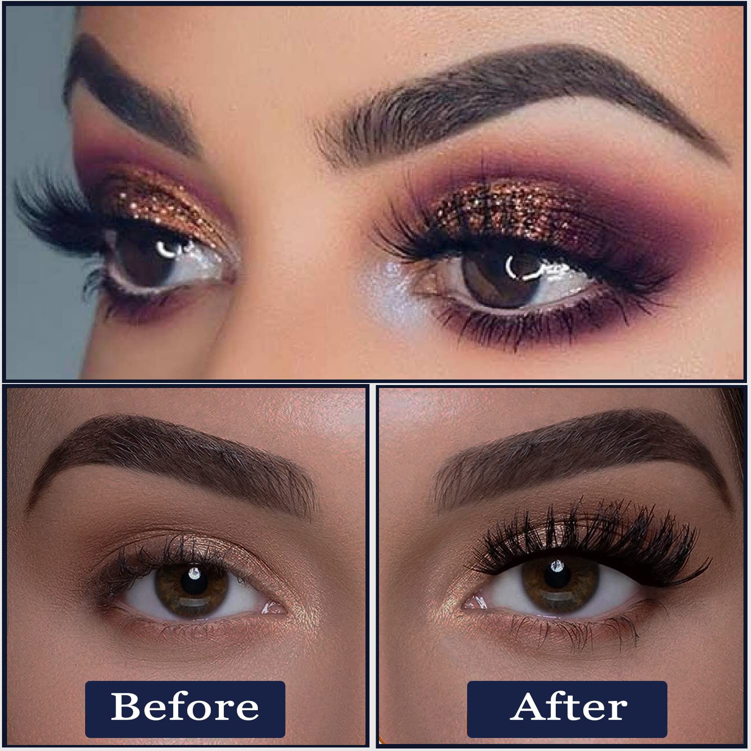 3D Magnetic Eyelashes with Eyeliner Kit - 7C SevenCrown Magnetic Lashes Natural Looking with Upgraded 4 Tubes of Liner Waterproof, Long Lasting,10 Pairs Reusable False Eyelashes Easy to Apply.