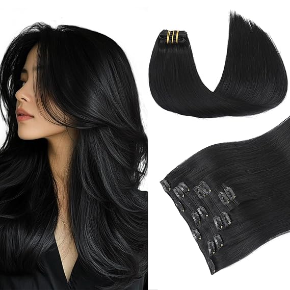 PINKPEARL Human Hair Clip in Hair Extensions 22inch #4 Chocolate Brown Clip in Hair Extensions Real Human Hair 7pcs 120g Natural Human Hair Clip ins for Women(#4-22)