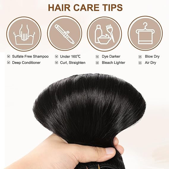 16A Premium Clip in Hair Extensions Real Human Hair, 18inch 120g 7pcs （Service life1.5~2 years）Remy Seamless Invisible Double Weft Human Hair, #1 Natural Black Multiple Washes Keep Texture Soft