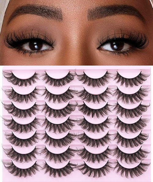 False Eyelashes 14mm Faux 3D Mink Lashes Natural Look Cat Eye Wispy Lashes Pack by Kiromiro, 14 Pairs