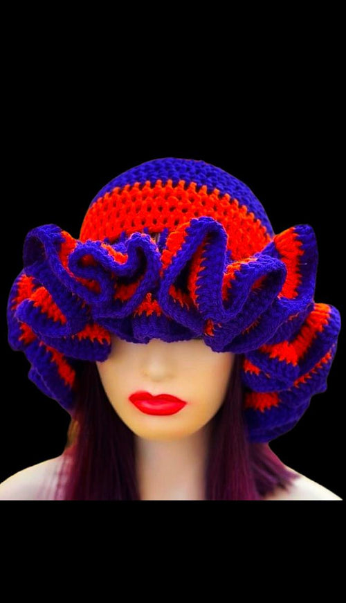 Handmade Blue and Red Crochet Hat – Cozy, Stylish & Unique