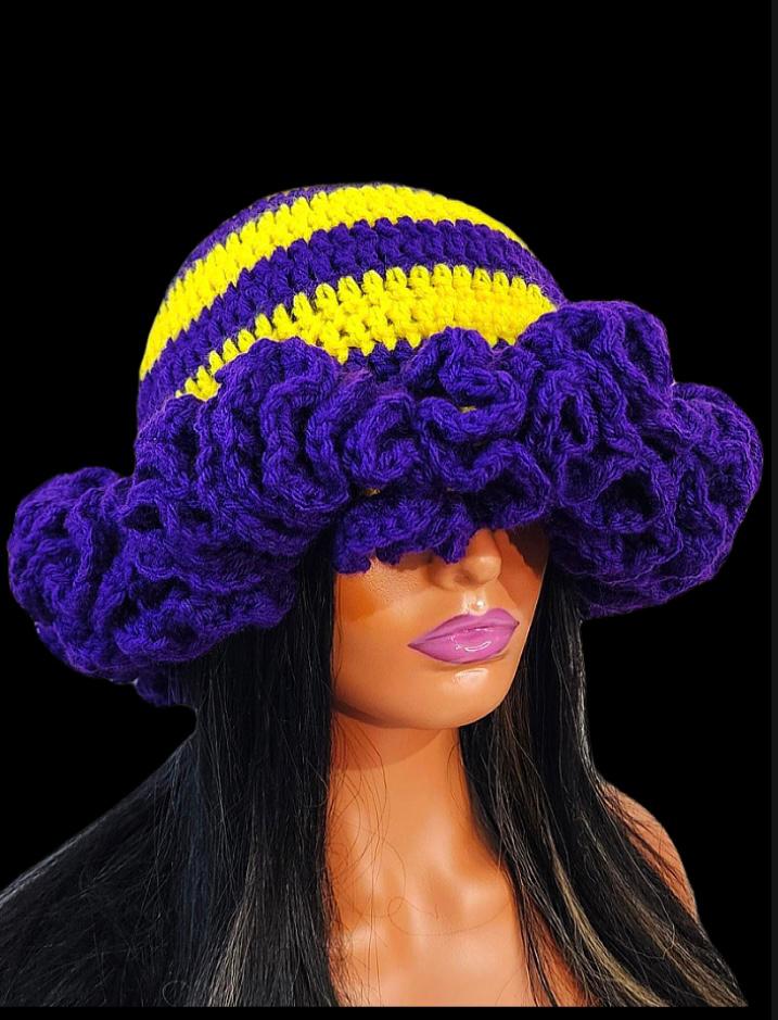 Handmade Yellow and Purple Crochet Hat – Vibrant, Cozy & Stylish