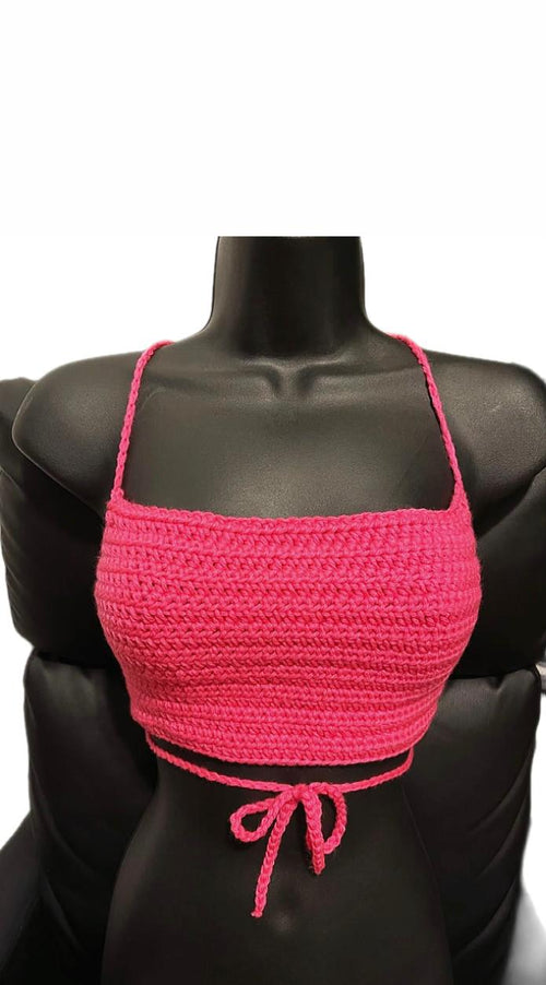 Cute Pink Crochet Crop Top – Handmade Summer Outfit