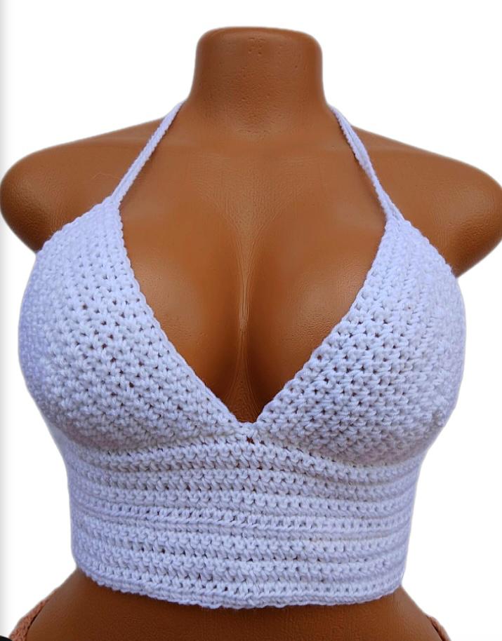 White Crochet Crop Top – Lightweight, Soft, and Breathable