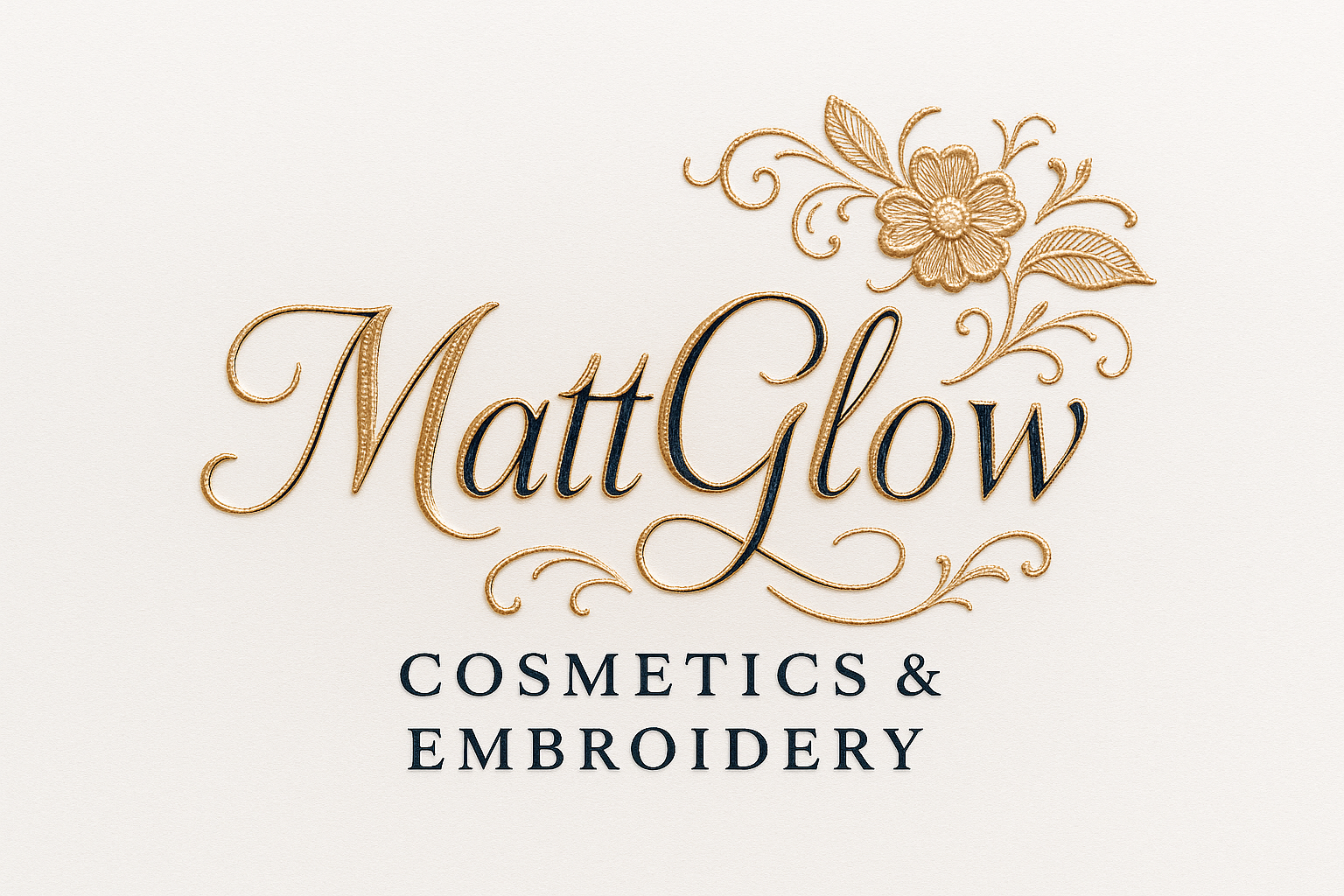 Logo aesthetic MattGlow cosmetics and embroidery luxury